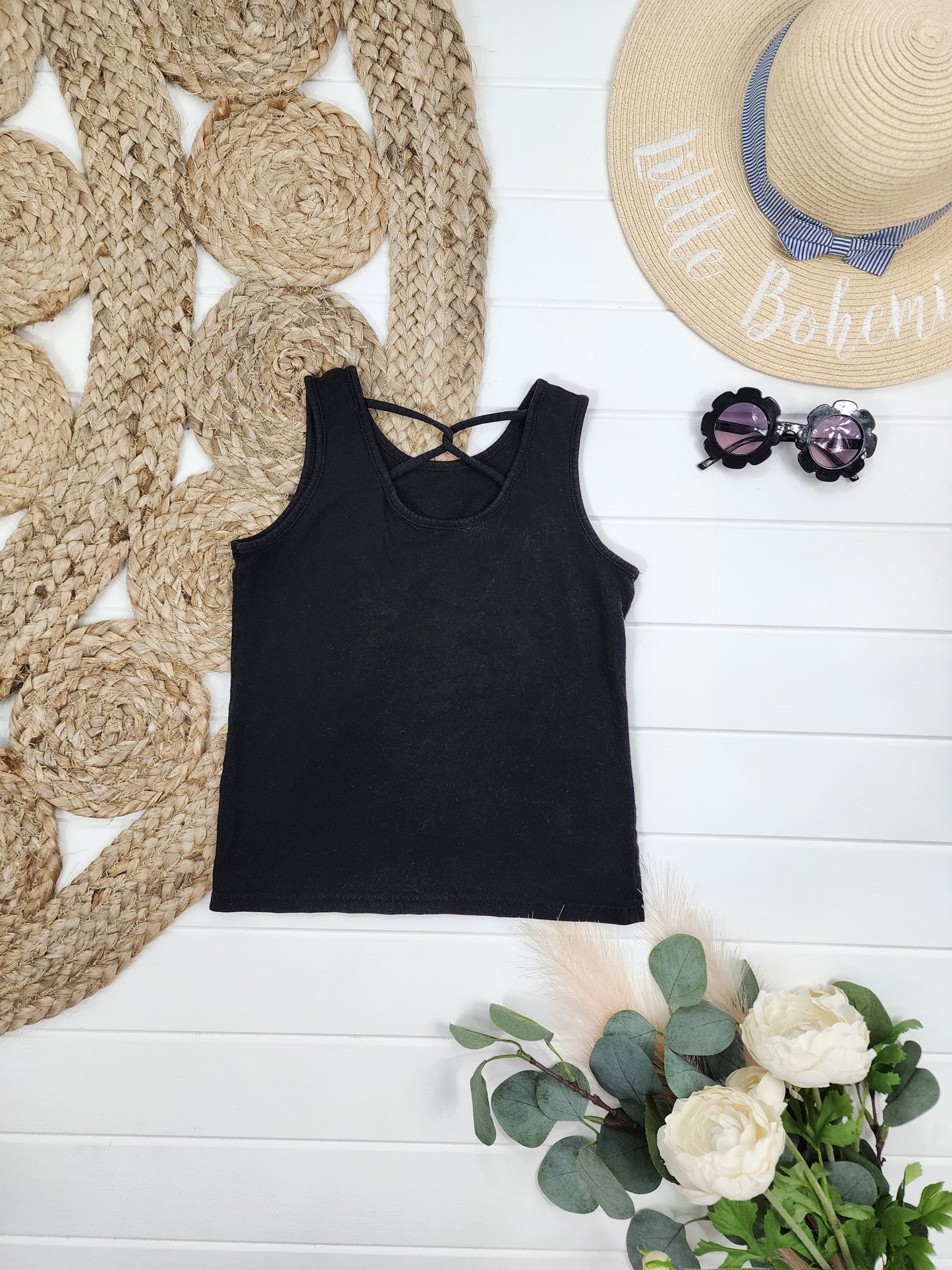 Camisole noir avec fleurs, 3 ans