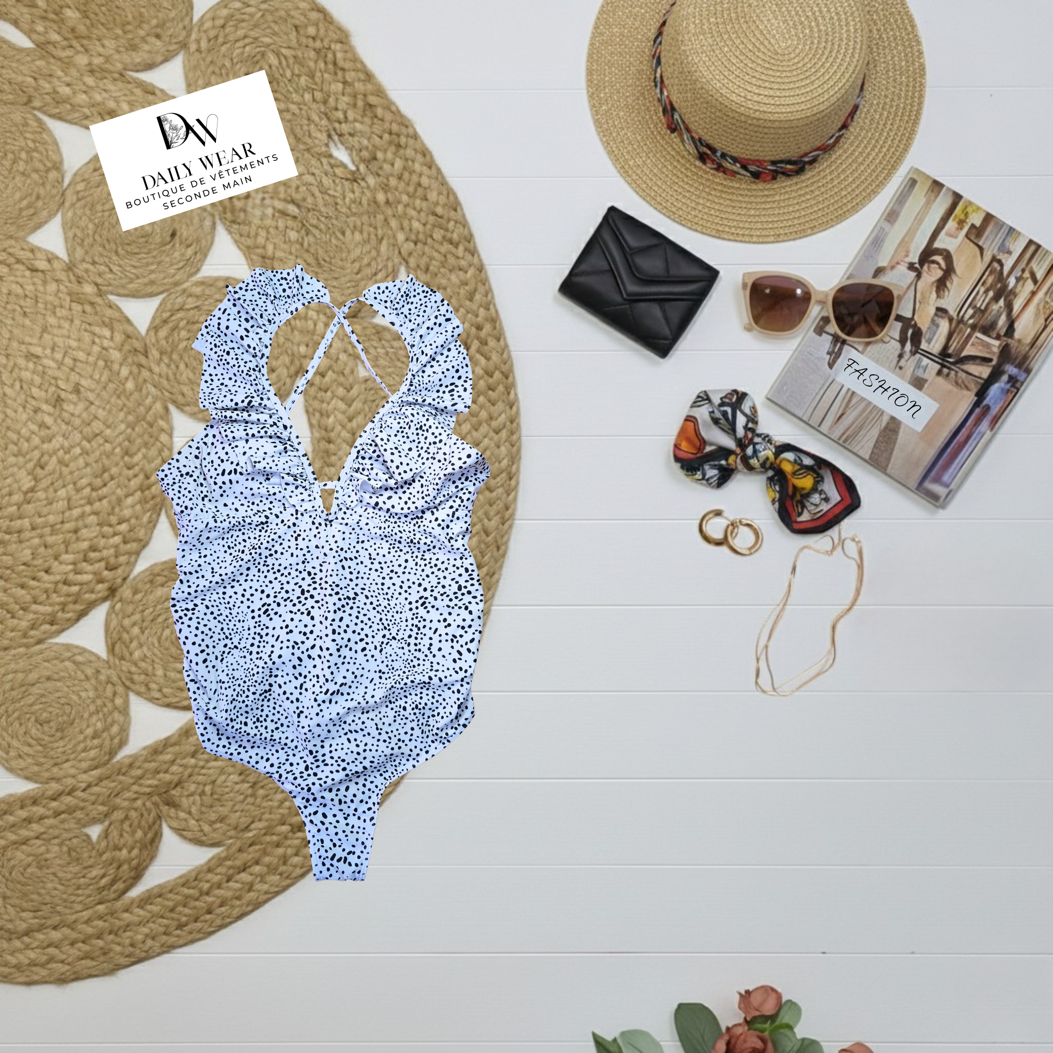 Costume de bain Blanc et Noir, Médium