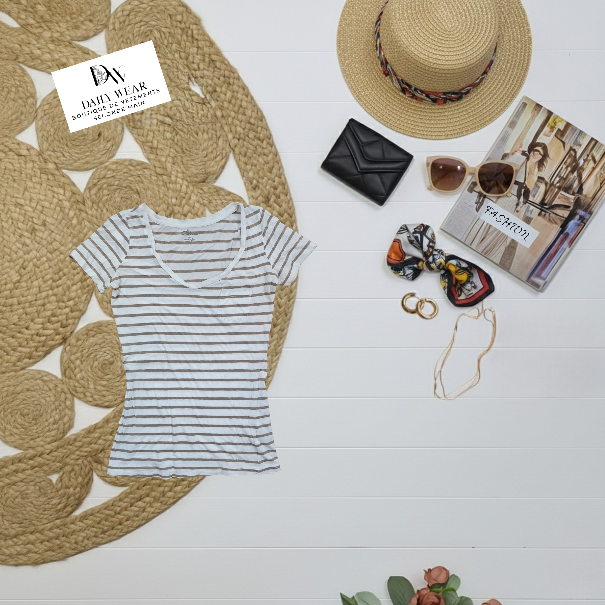 T-shirt Dynamite, Small Blanc et beige MOI