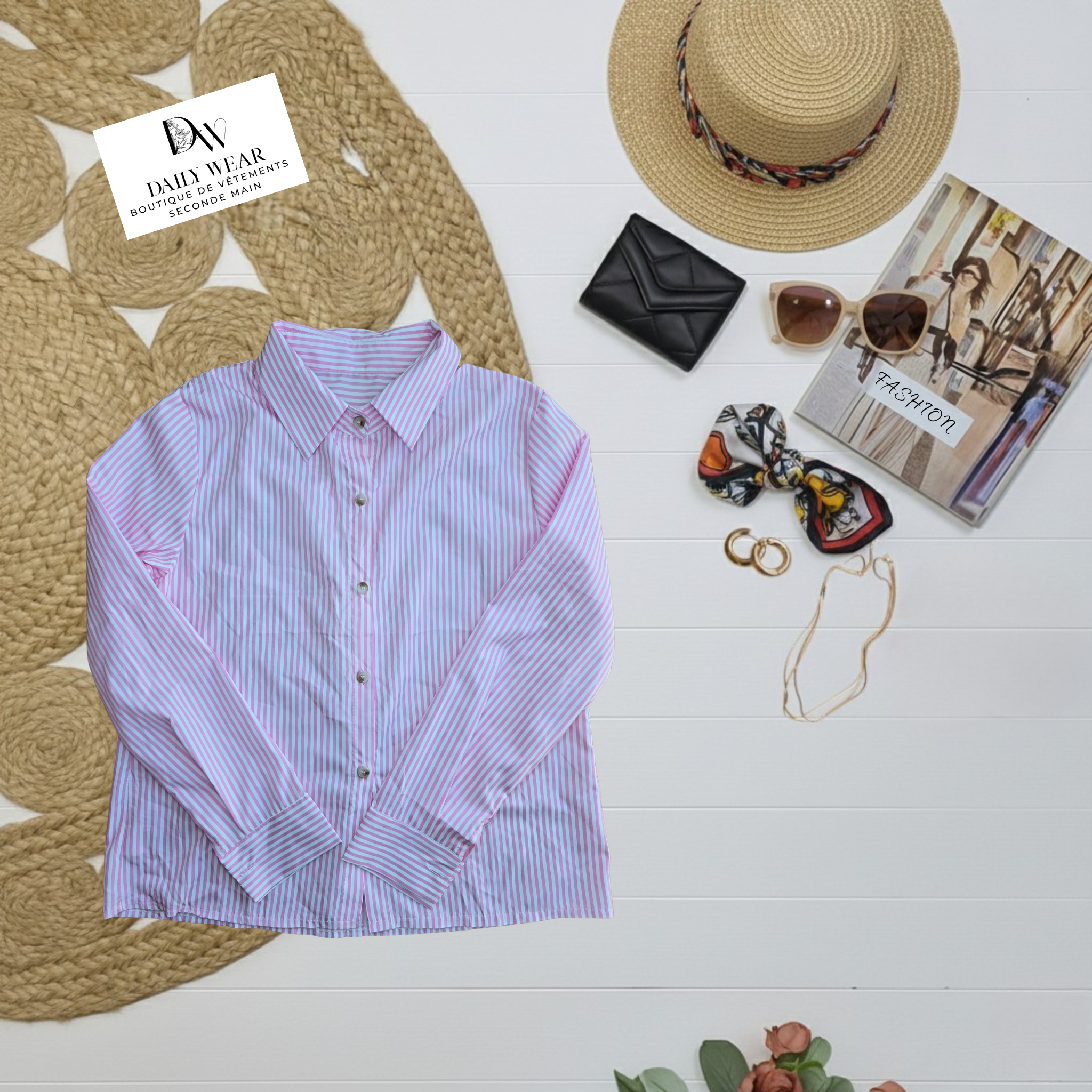 Blouse Blanche et Rose, Small