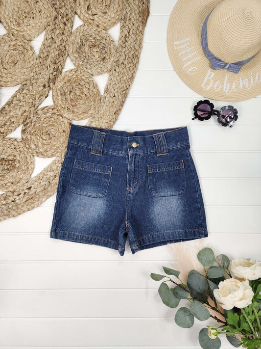 Short en jeans à taille haute, 10-12 Ans