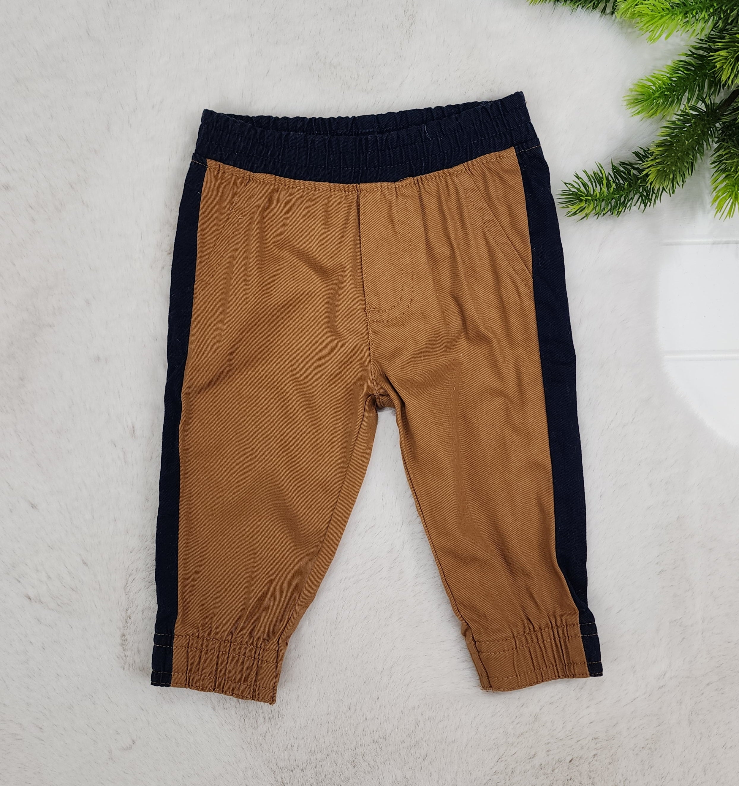 Pantalon beige et bleu, 3-6 mois